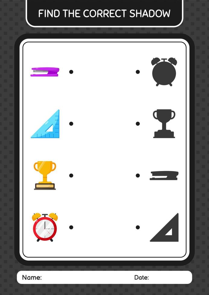 vind het juiste schaduwspel met het zomerpictogram. werkblad voor kleuters, activiteitenblad voor kinderen vector