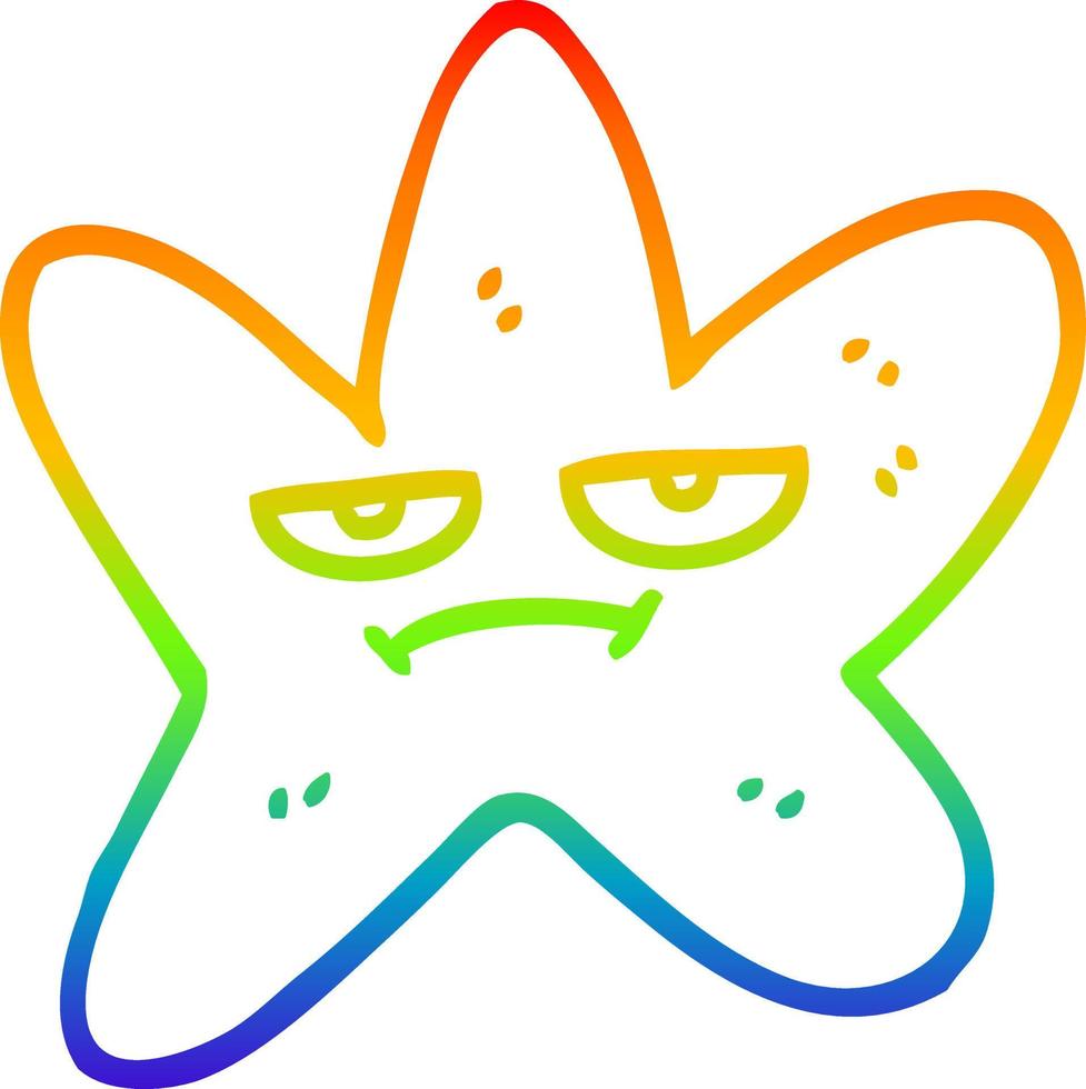 regenbooggradiënt lijntekening cartoon ster vis vector