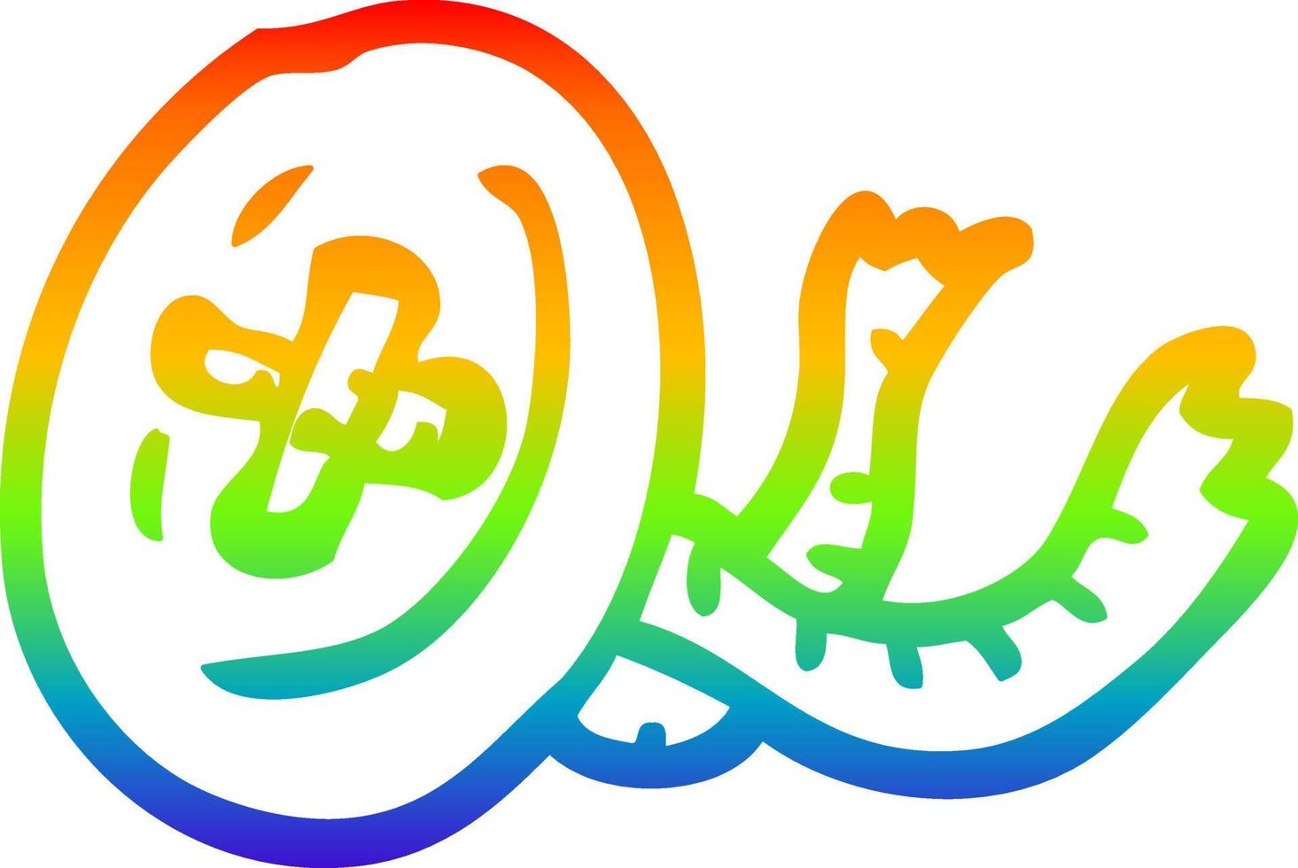 regenboog gradiënt lijntekening cartoon oude knop vector