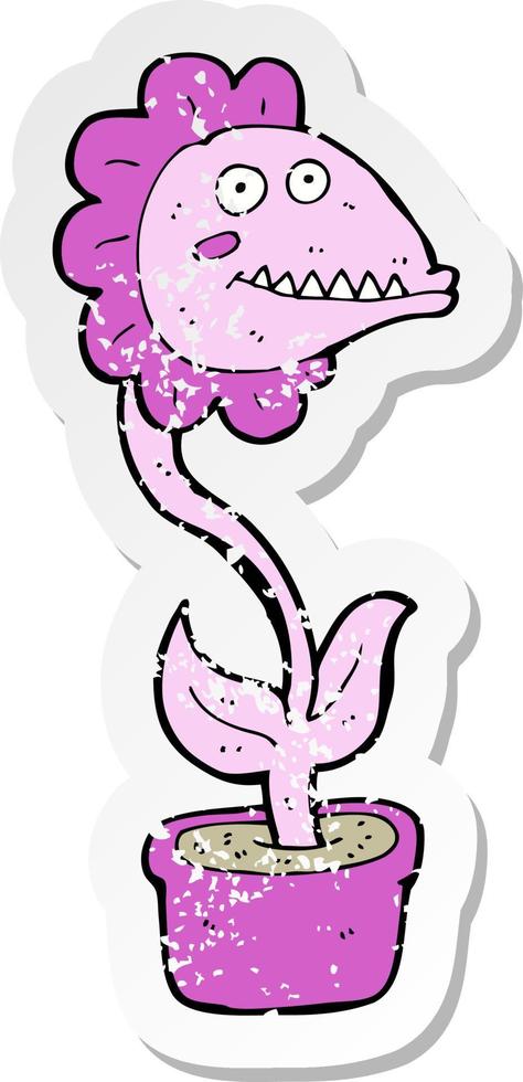 retro noodlijdende sticker van een cartoon monsterplant vector