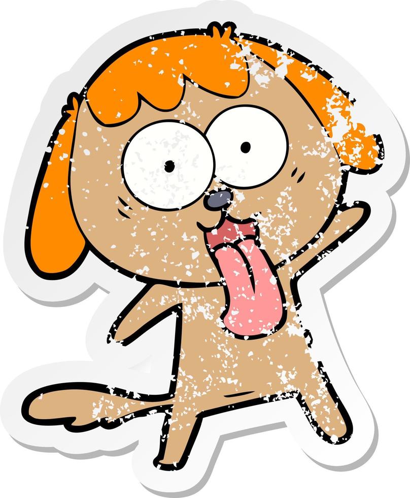 noodlijdende sticker van een schattige tekenfilmhond vector