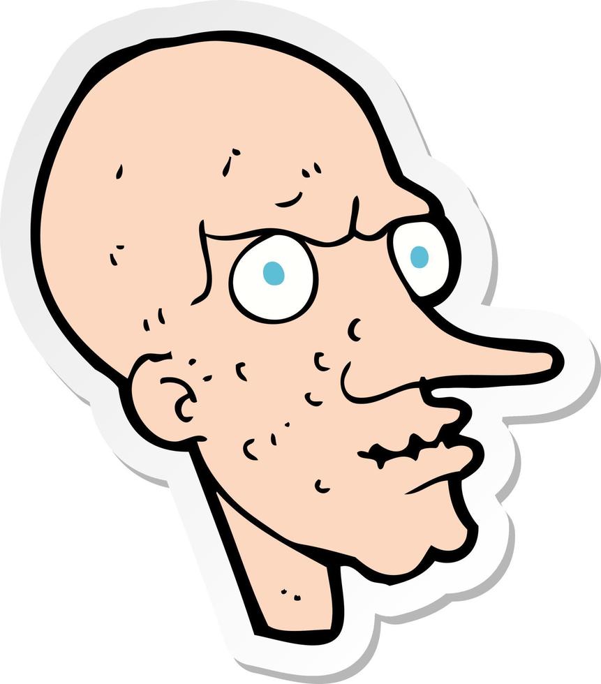 sticker van een cartoon boze oude man vector