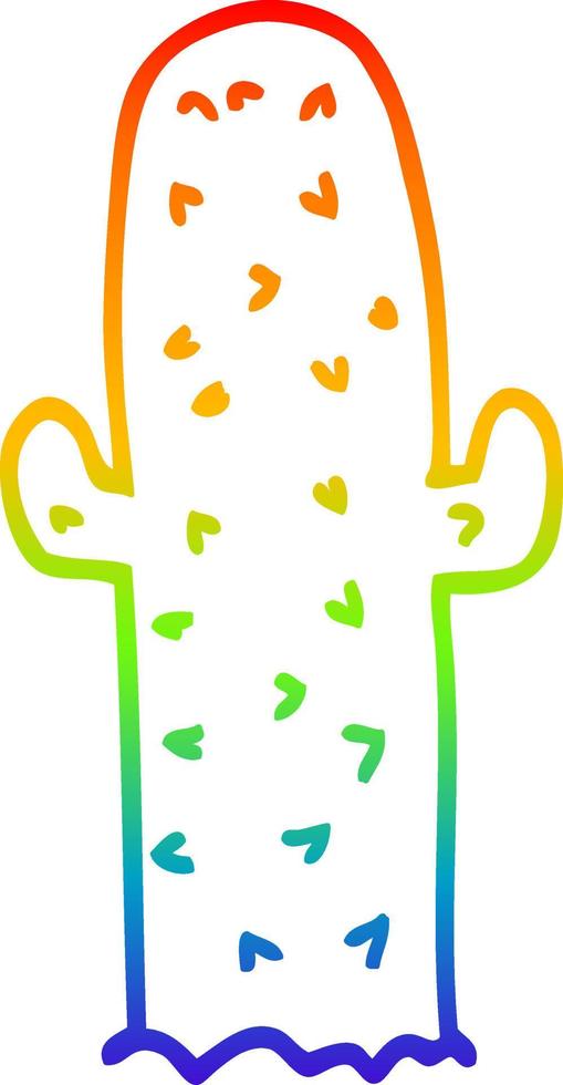 regenbooggradiënt lijntekening cartoon cactus vector