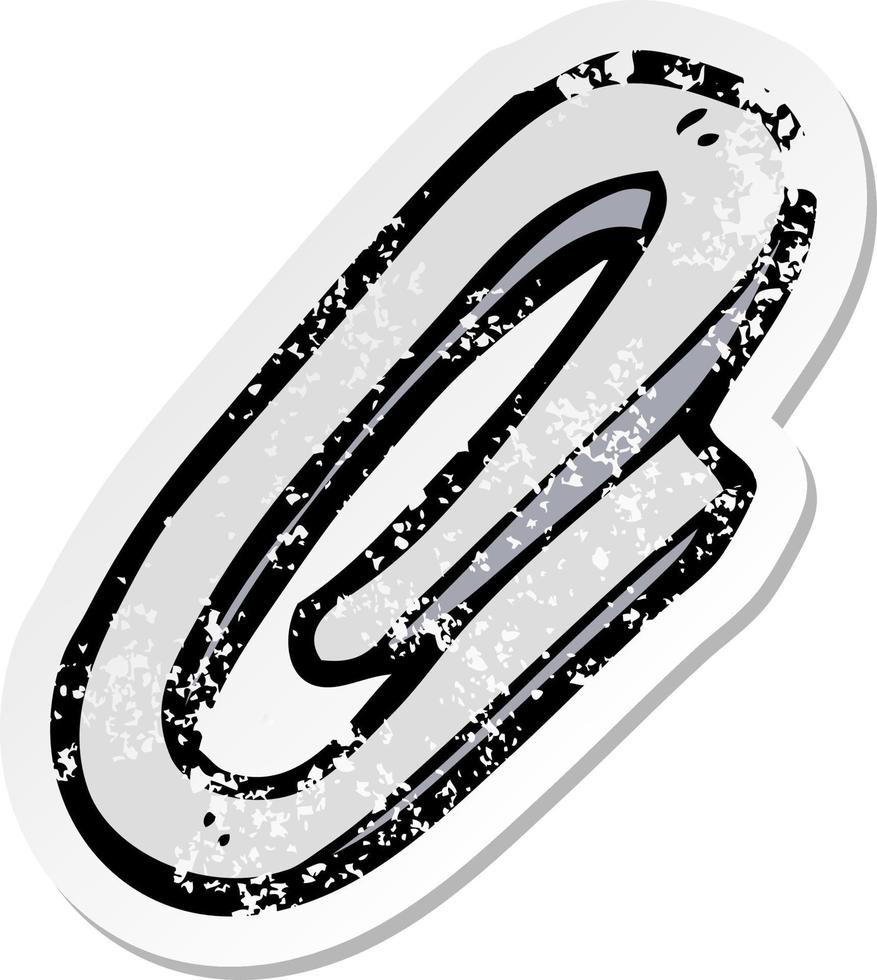 retro noodlijdende sticker van een cartoon paperclip vector