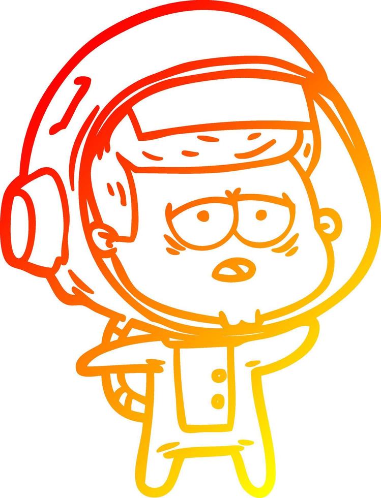 warme gradiënt lijntekening cartoon moe astronaut vector