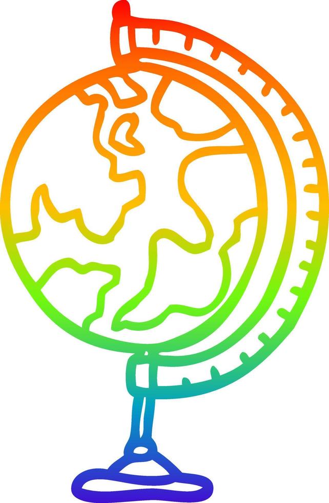 regenbooggradiënt lijntekening cartoon wereldbol vector