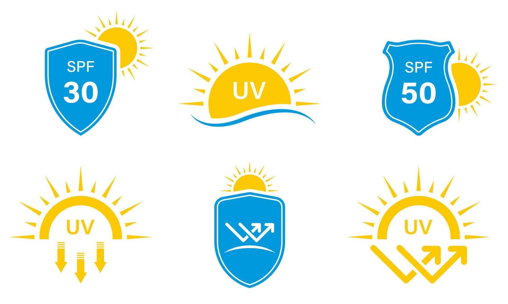 ultraviolet beschermen silhouet pictogramserie. spf 50 30 resistent sunblock glyph-pictogram. schild bescherming uv-straling stralen huidverzorging icoon. zonwering pijlen ondertekenen. geïsoleerde vectorillustratie. vector