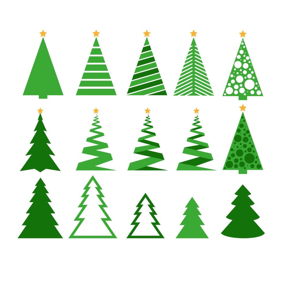 moderne abstracte kerstboom iconen set vector