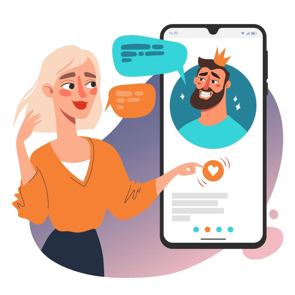 online dating-app-concept. communicatie met smartphone, vectorillustratie vector