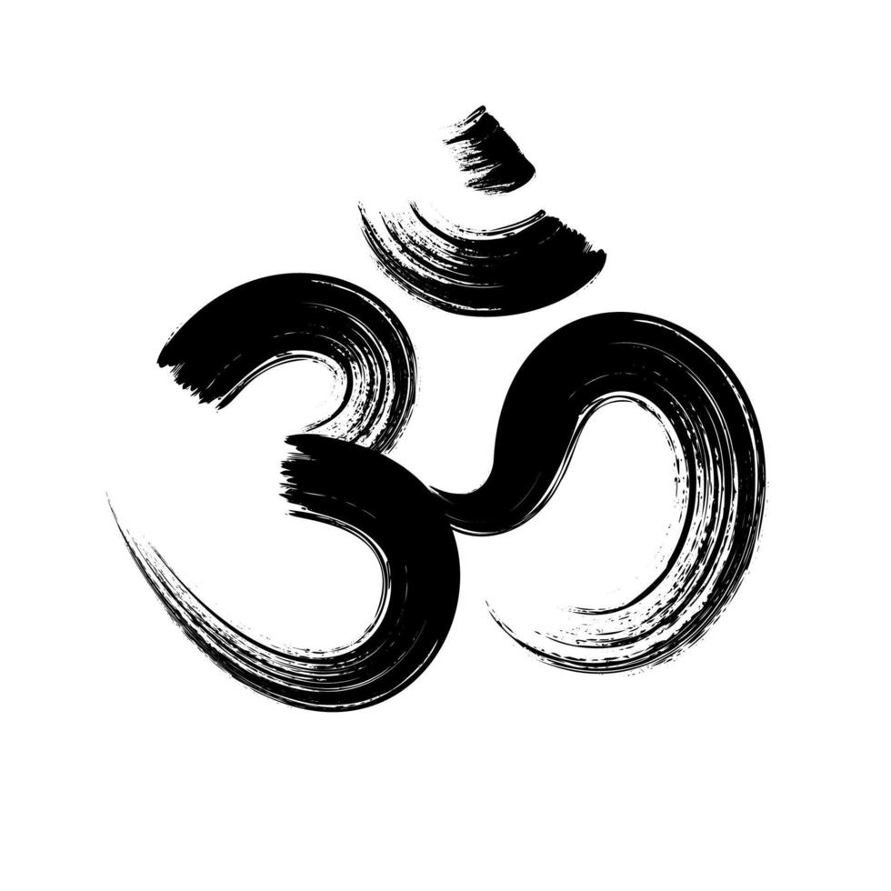 om, aum borstel symbool. yoga mantra om, vector pictogram, grunge-stijl