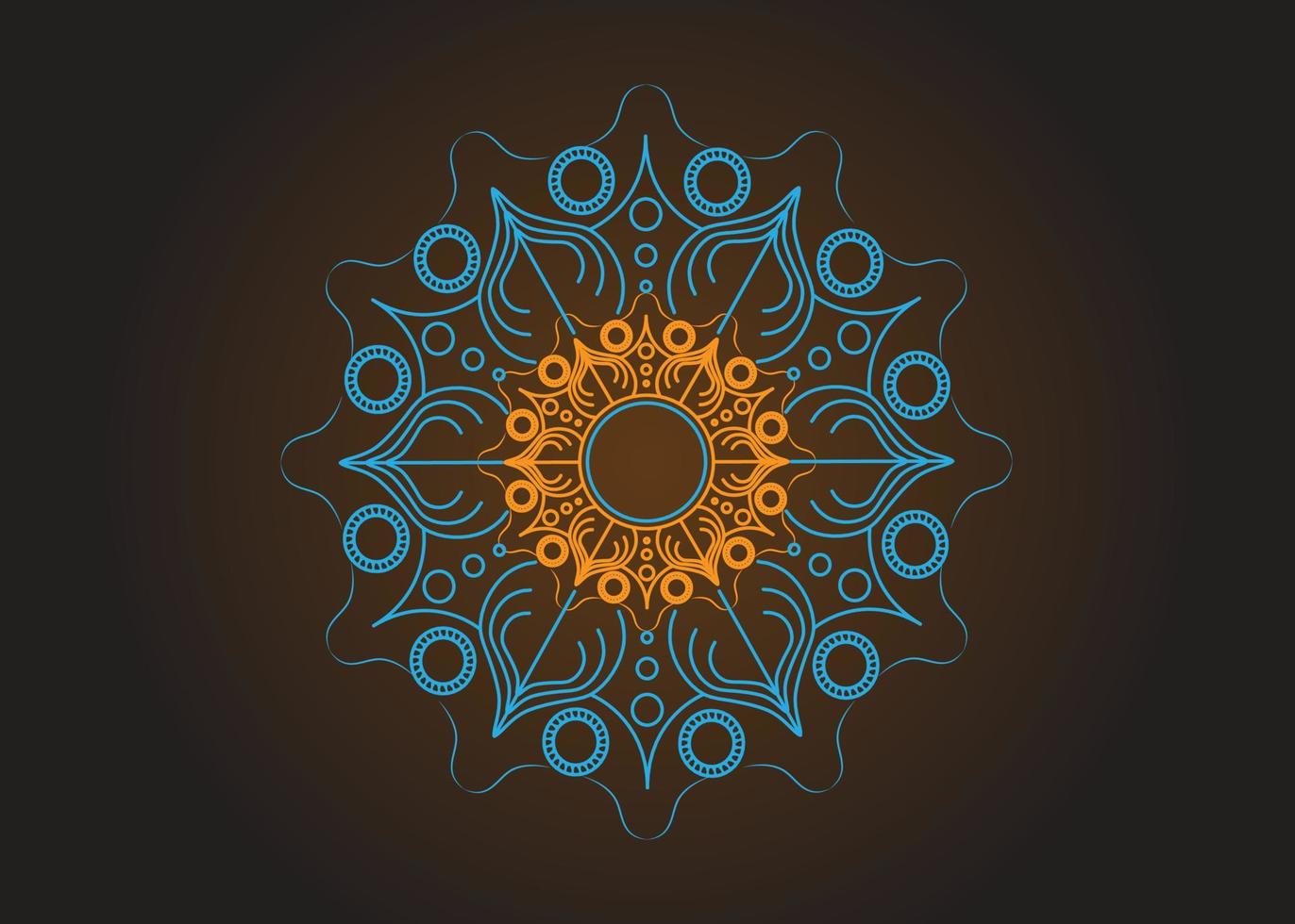 creatief mandala-ornament met blauwe en oranje kleur voor logo en uitnodigingsontwerp vector