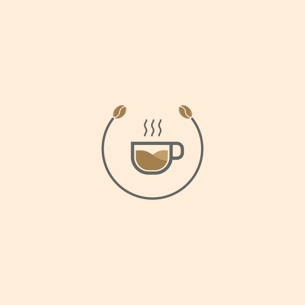 koffie-logo. modern pictogram symbool monochroom mono-line minimalisme vector logo voor coffeeshop.