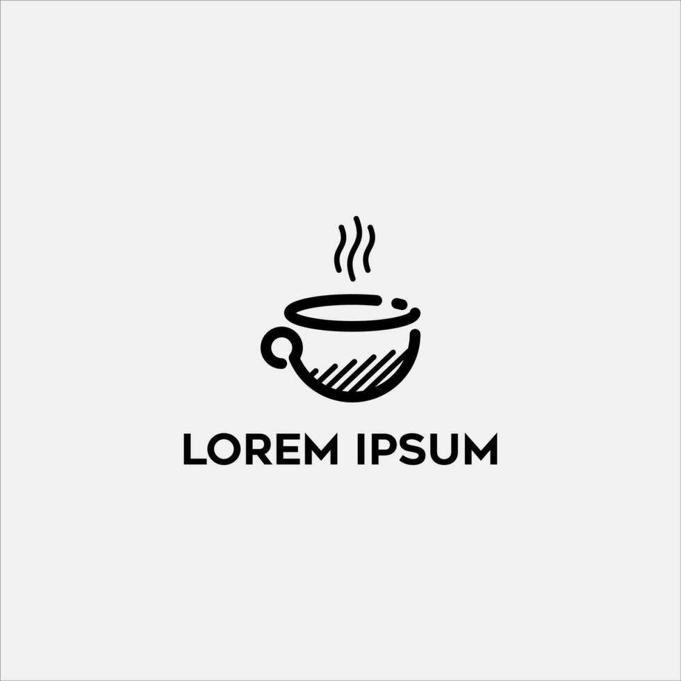 koffie-logo. modern pictogram symbool monochroom mono-line minimalisme vector logo voor coffeeshop.