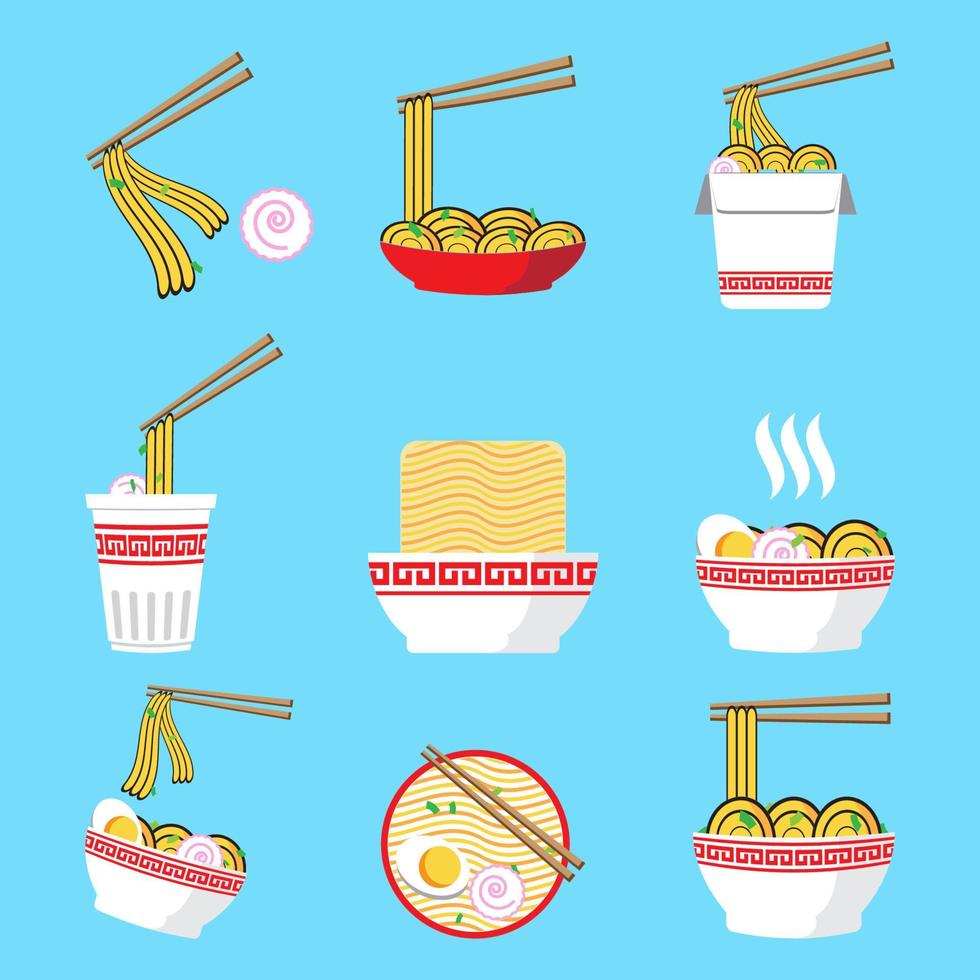 de noodle street food Azië bundel set vector design