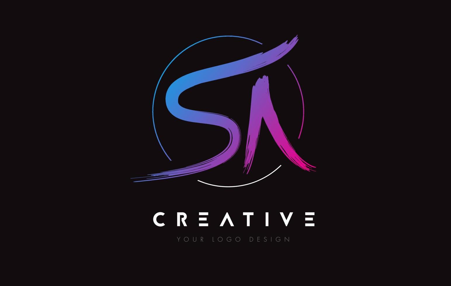 creatieve kleurrijke sa borstel letter logo ontwerp. artistieke handgeschreven brieven logo concept. vector