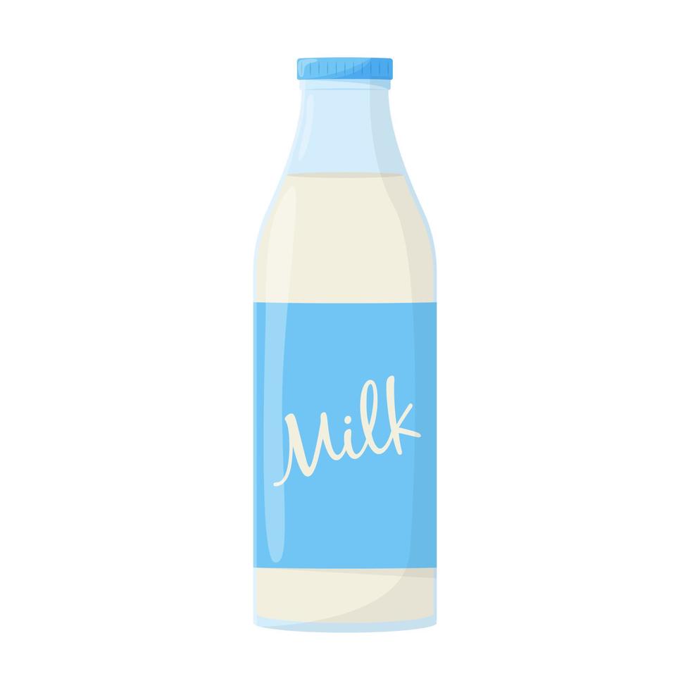 fles melk. elementen voor design boerderijproducten, gezonde voeding. platte vectorillustratie. vector