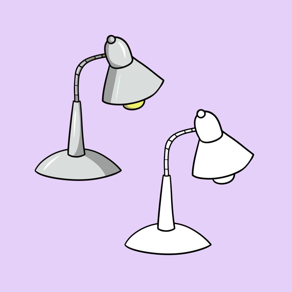 een reeks afbeeldingen, een lichte tafellamp voor studenten en schoolkinderen, een vectorillustratie in cartoonstijl op een gekleurde achtergrond vector