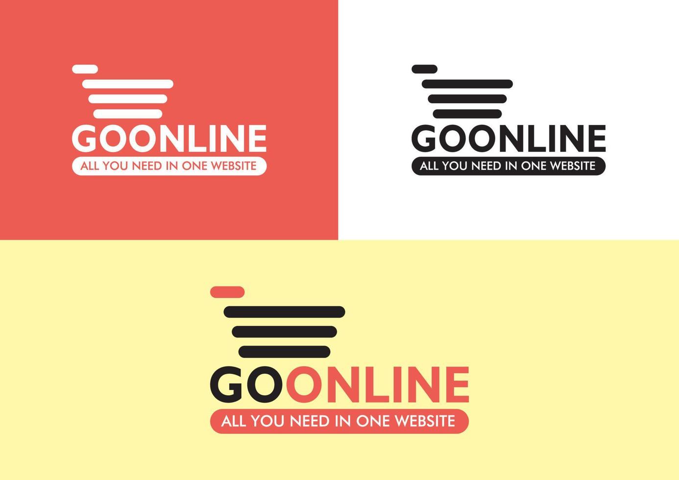 goonline logo met trolley icoon website en online winkel logo ga online vector