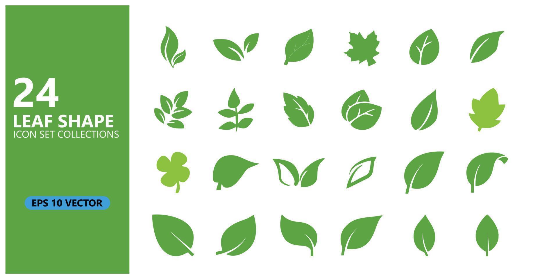 24 sets bladpictogrammen. ep10 stijl vector. bladsymbolen die kunnen worden gebruikt voor logo's, medische, farmaceutische, gezondheids-, botanische en natuurpictogrammen. bewerkbare grafische ontwerpelementen vector