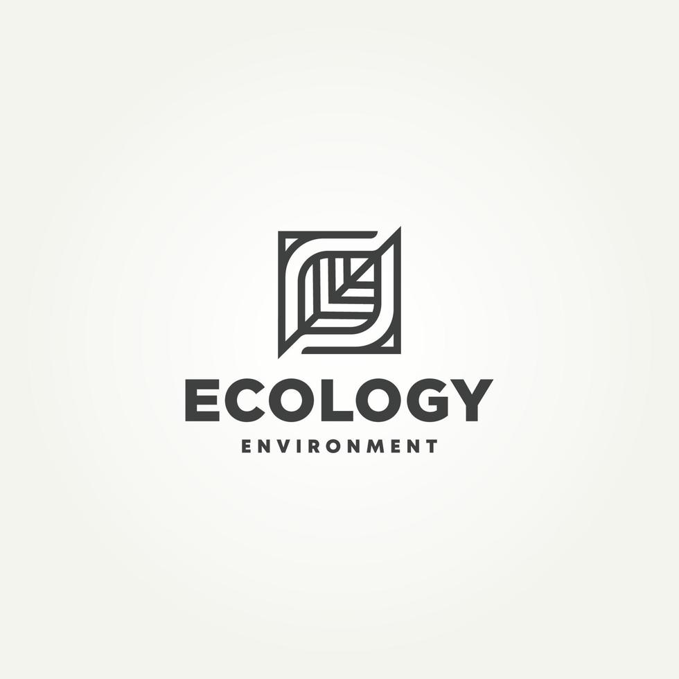 minimalistische ecologie blad geometrie lijn kunst pictogram logo sjabloon vector illustratie ontwerp. eenvoudig logo-concept voor landbouw, milieu en industrie