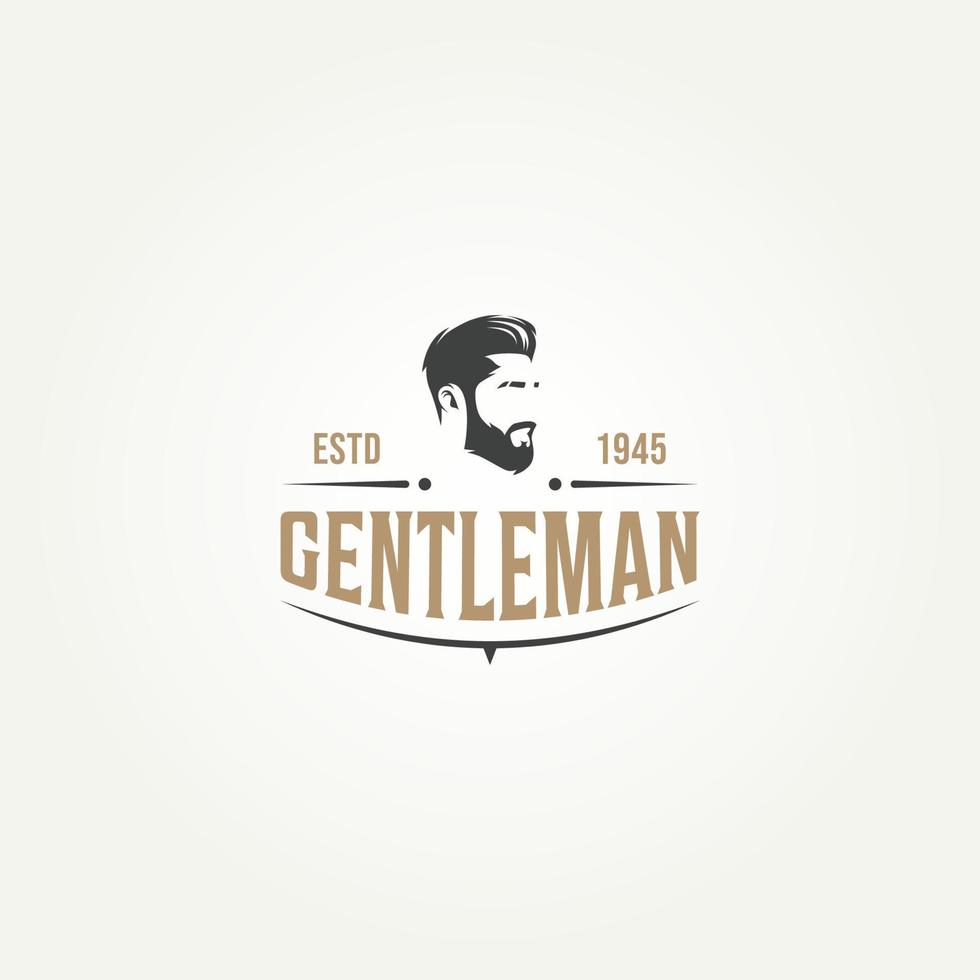 vintage retro kapperszaak gentleman logo sjabloon vector illustratie ontwerp. klassiek kapsalon logo concept