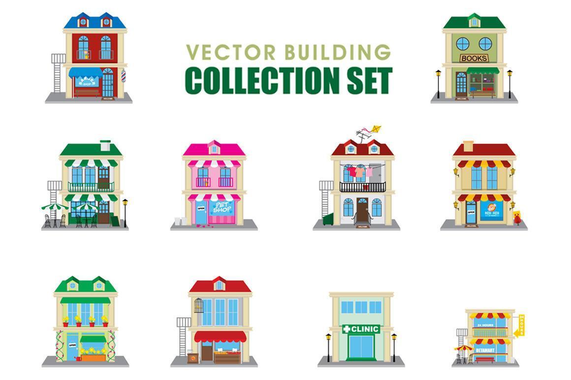 vector gebouw collectie set