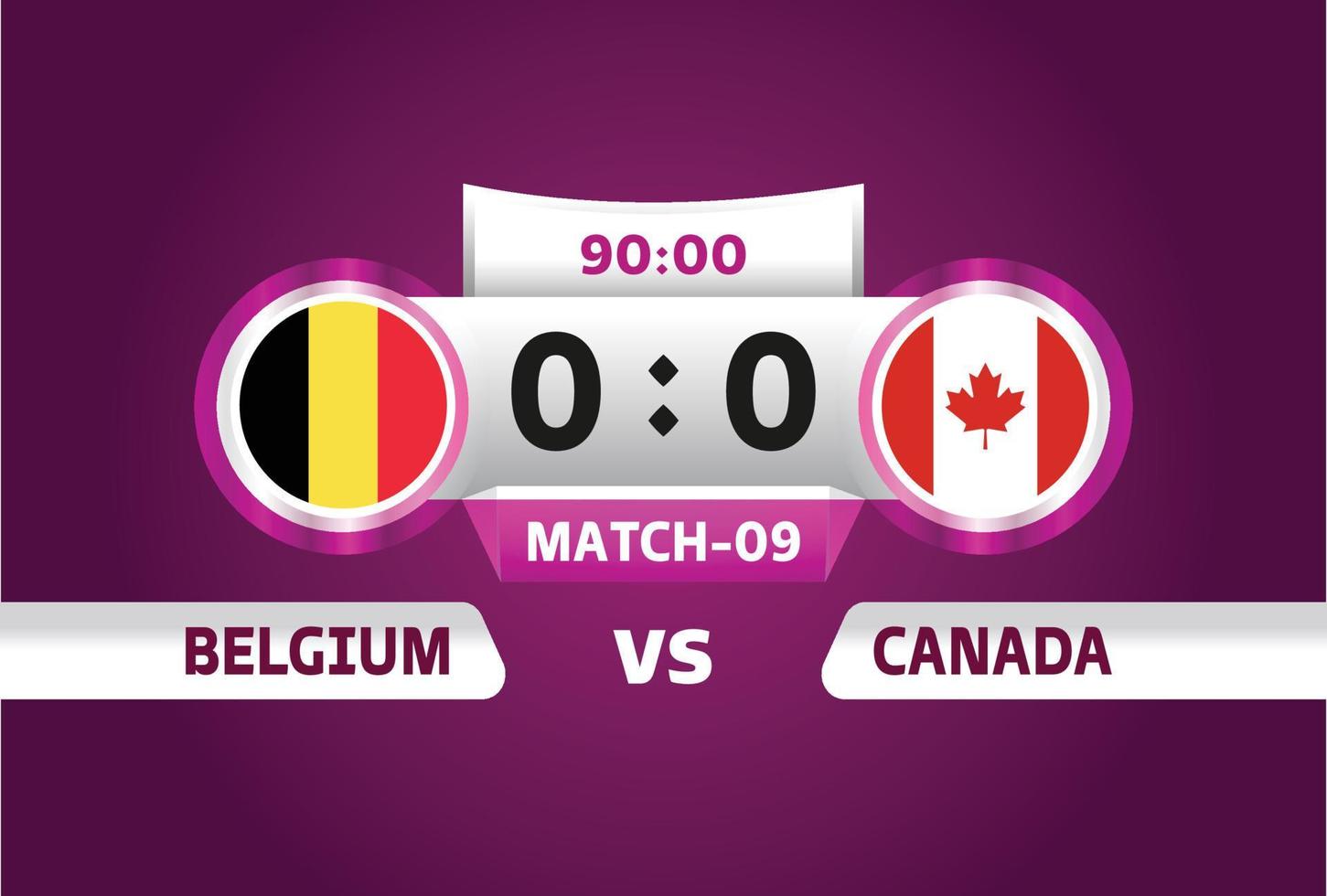 belgië vs canada, voetbal 2022, groep f. wereldkampioenschap voetbal competitie wedstrijd versus teams intro sport achtergrond, kampioenschap competitie finale poster, vectorillustratie. vector