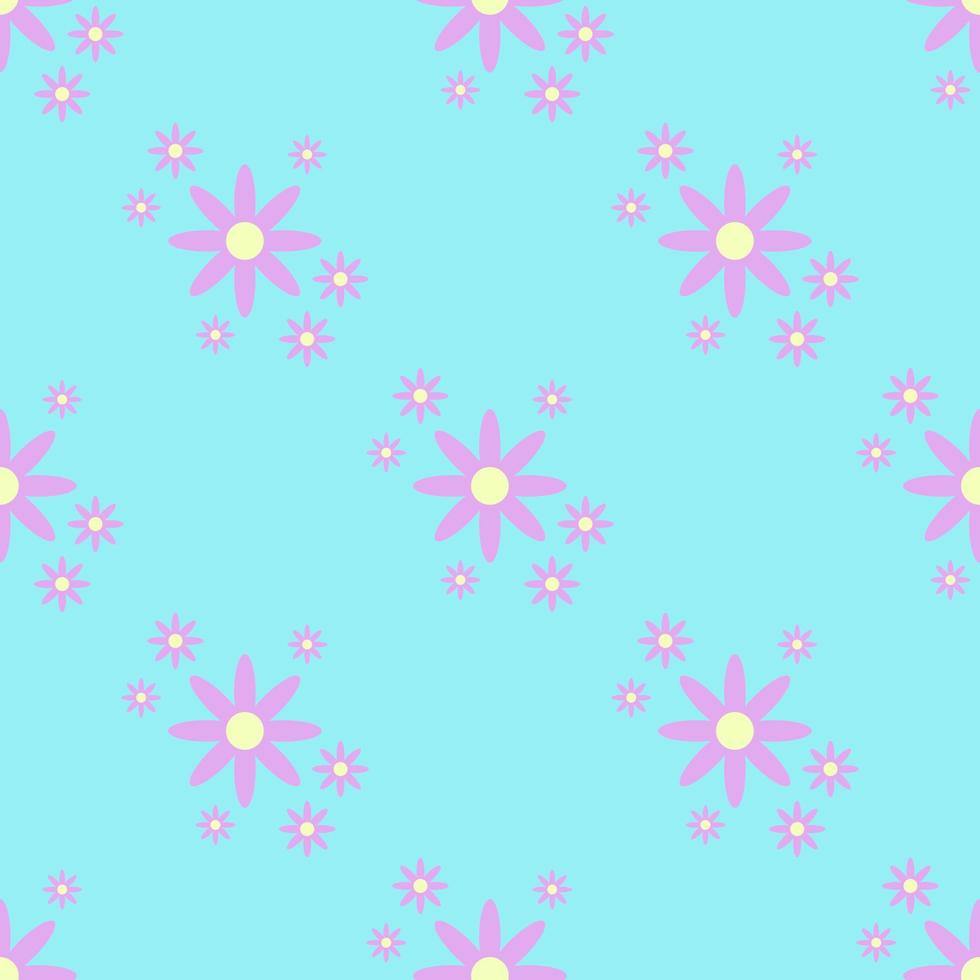 abstract bloemen naadloos patroon op blauwe achtergrond vector