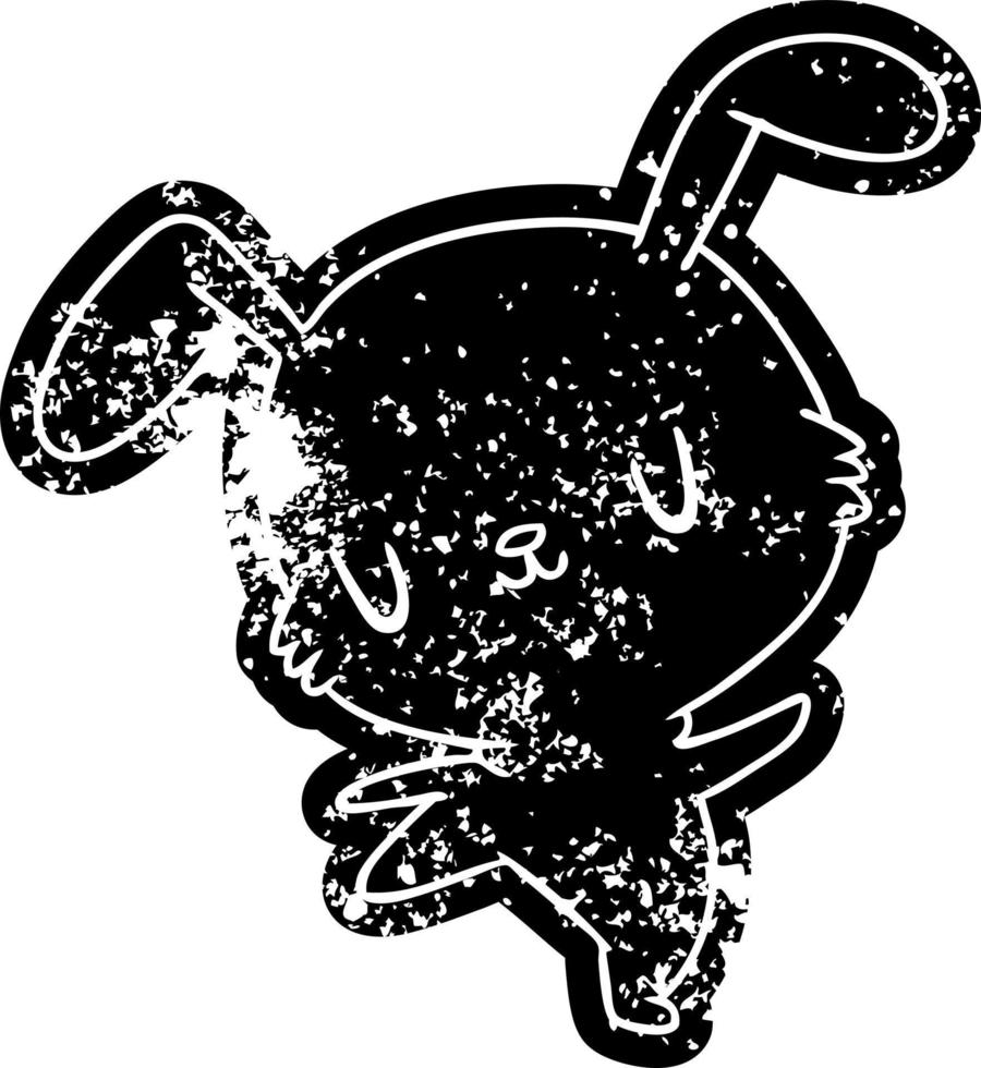 grunge pictogram kawaii schattig harig konijntje vector