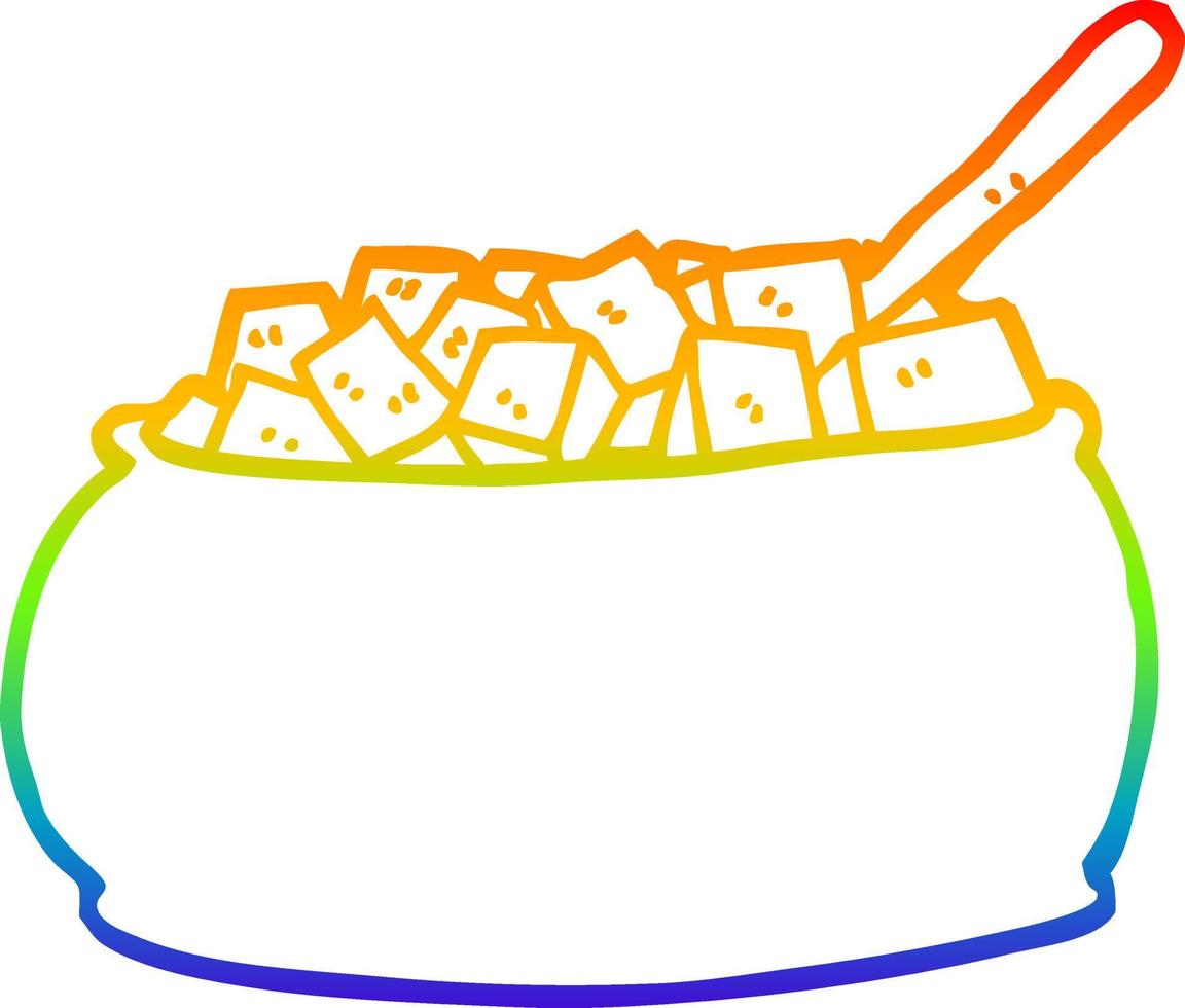 regenbooggradiënt lijntekening cartoon suikerpot vector