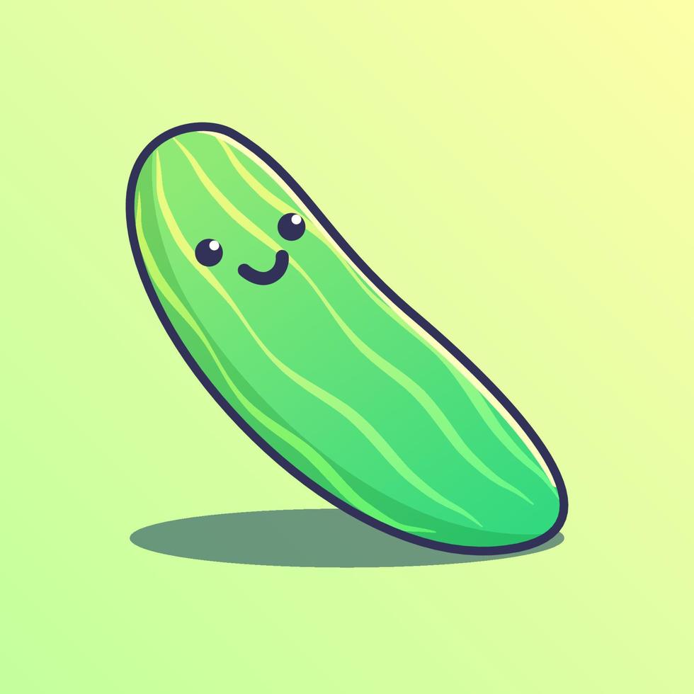 schattige komkommer schattige doodle vectorkarakterillustratie voor mascotte, pictogram, enz vector
