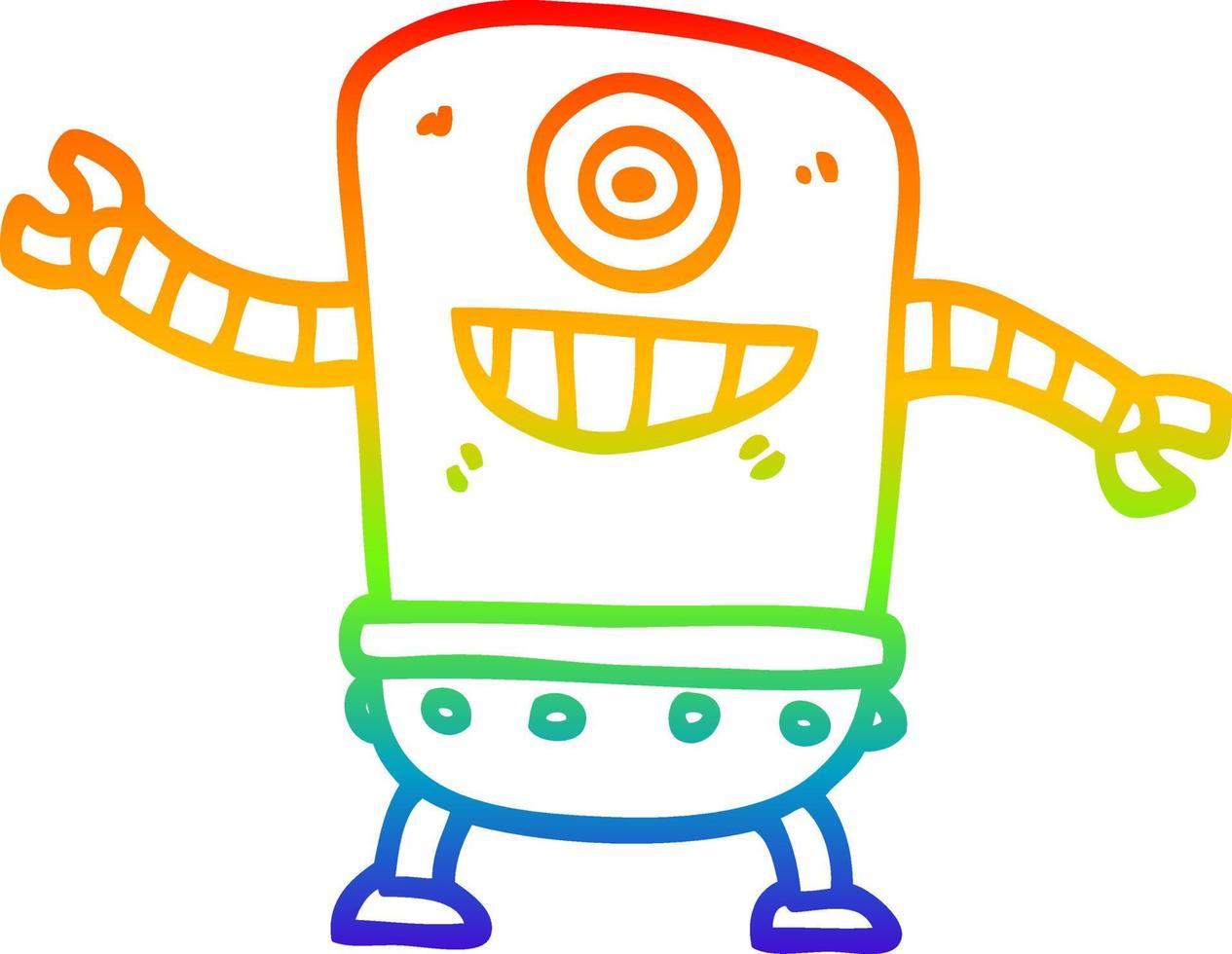 regenbooggradiënt lijntekening cartoon robot vector