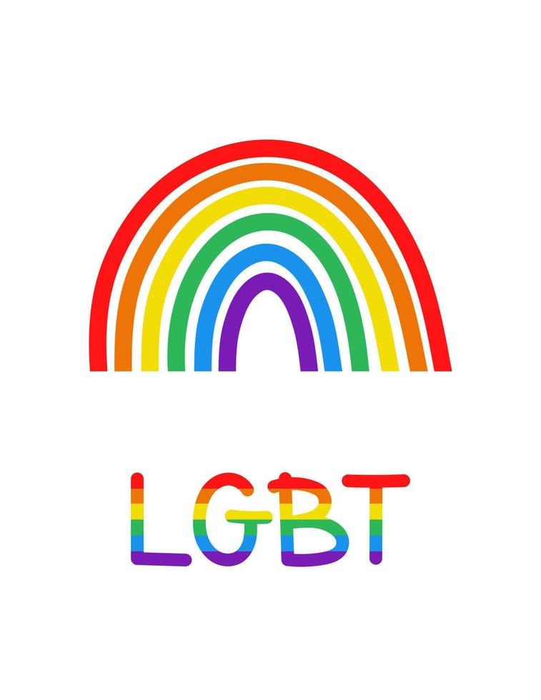 vector lgbt-briefkaart. LGBT-kaartsjabloon of banner. trots maand. kaart met regenboog en lgbt-tekst.