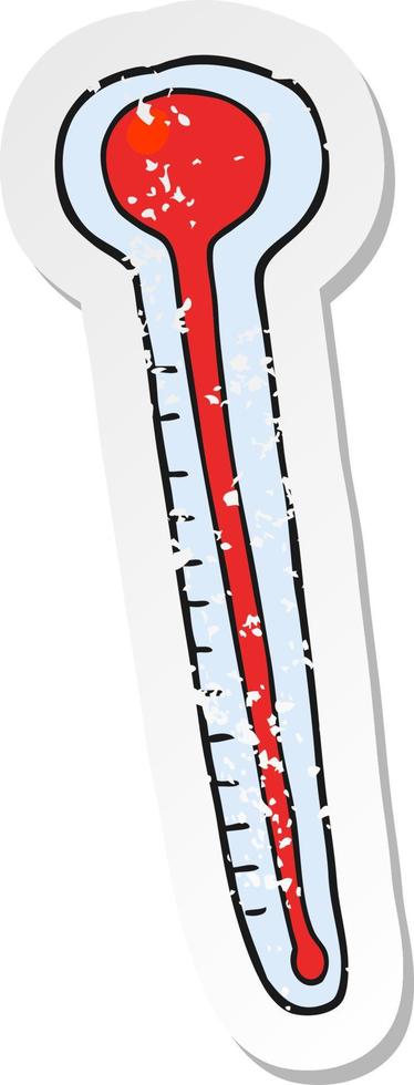 retro noodlijdende sticker van een cartoonthermometer vector