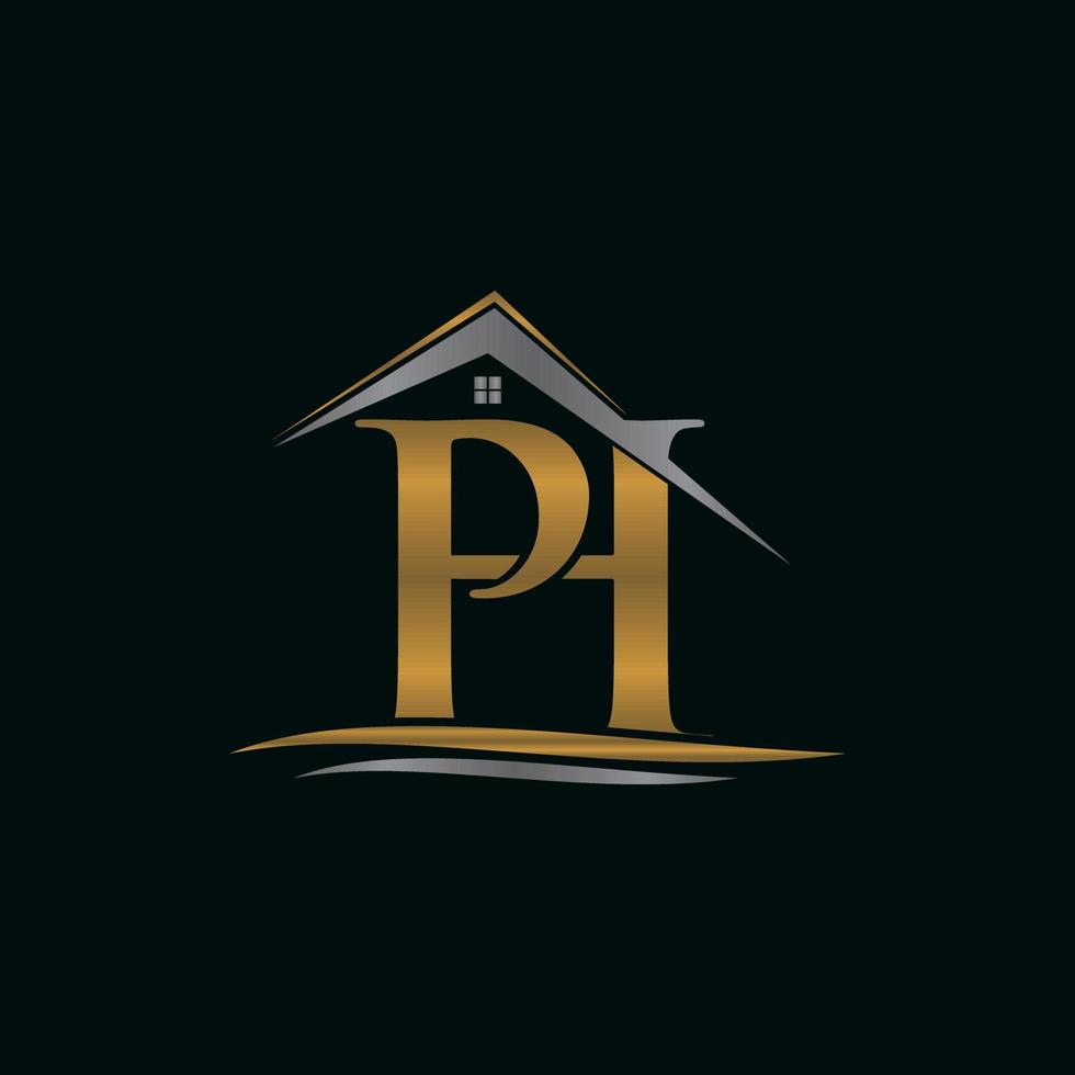 letter ph home luxe onroerend goed logo vector