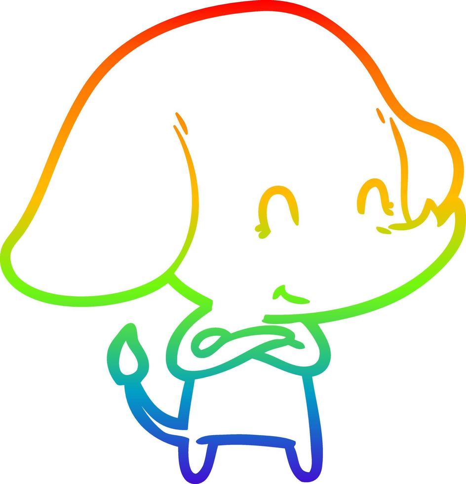 regenbooggradiënt lijntekening schattige cartoon olifant vector