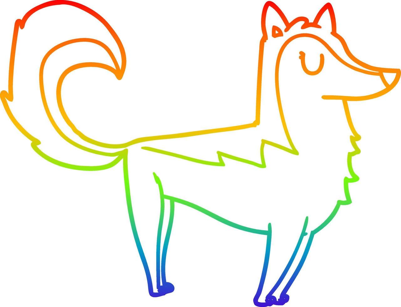 regenboog gradiënt lijntekening cartoon husky vector