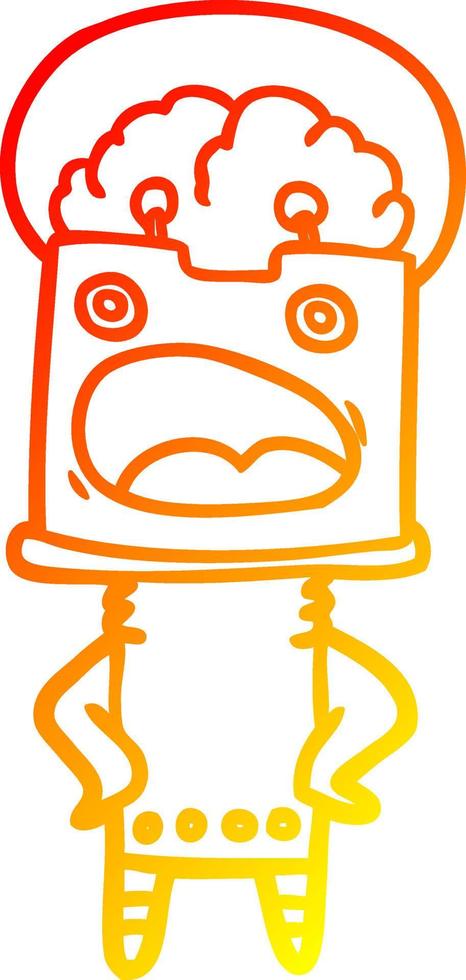 warme gradiënt lijntekening cartoon robot vector