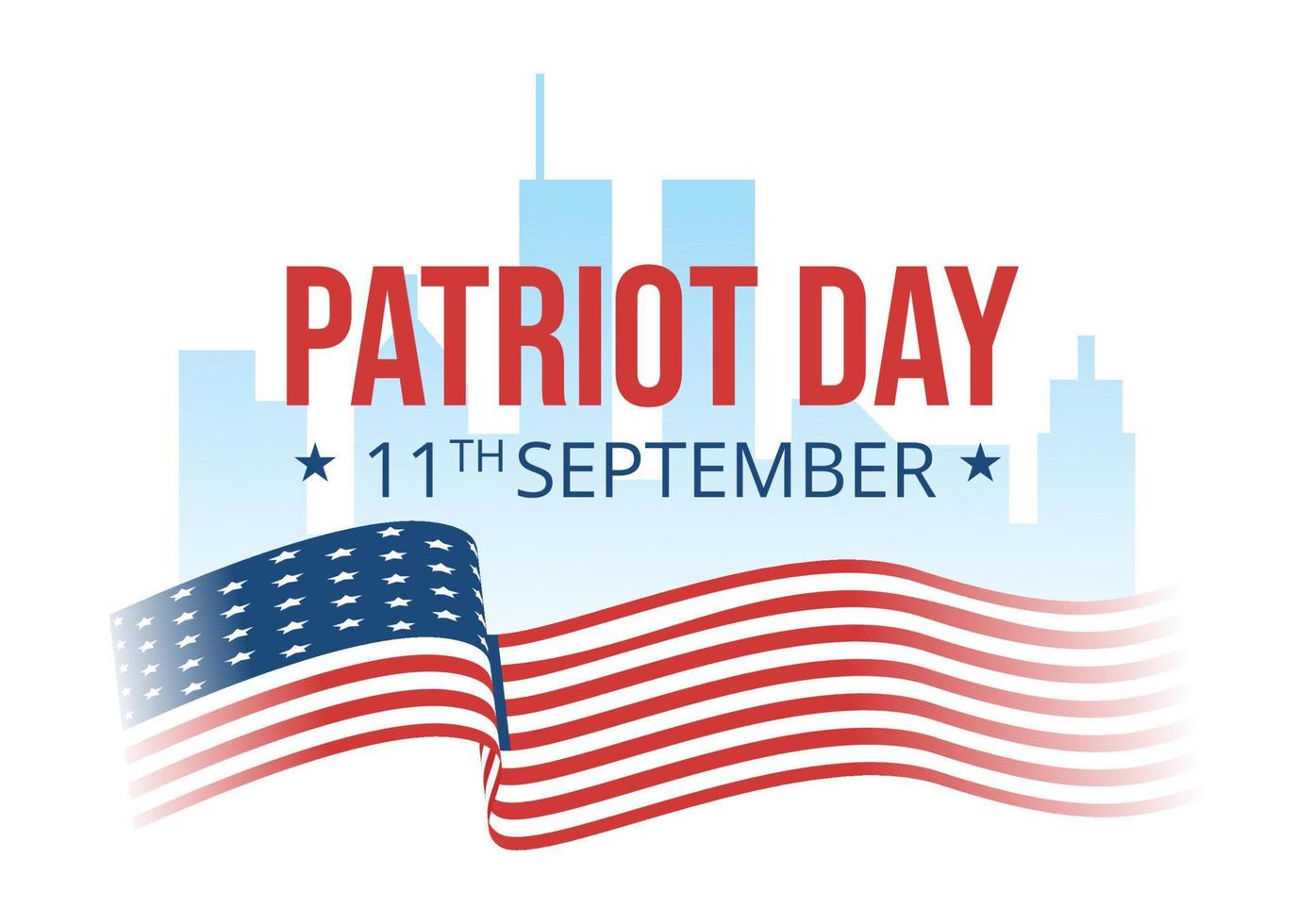 patriot day usa viering hand getekende cartoon vlakke afbeelding met Amerikaanse vlag en nationale onthoudt op vector achtergrondontwerp