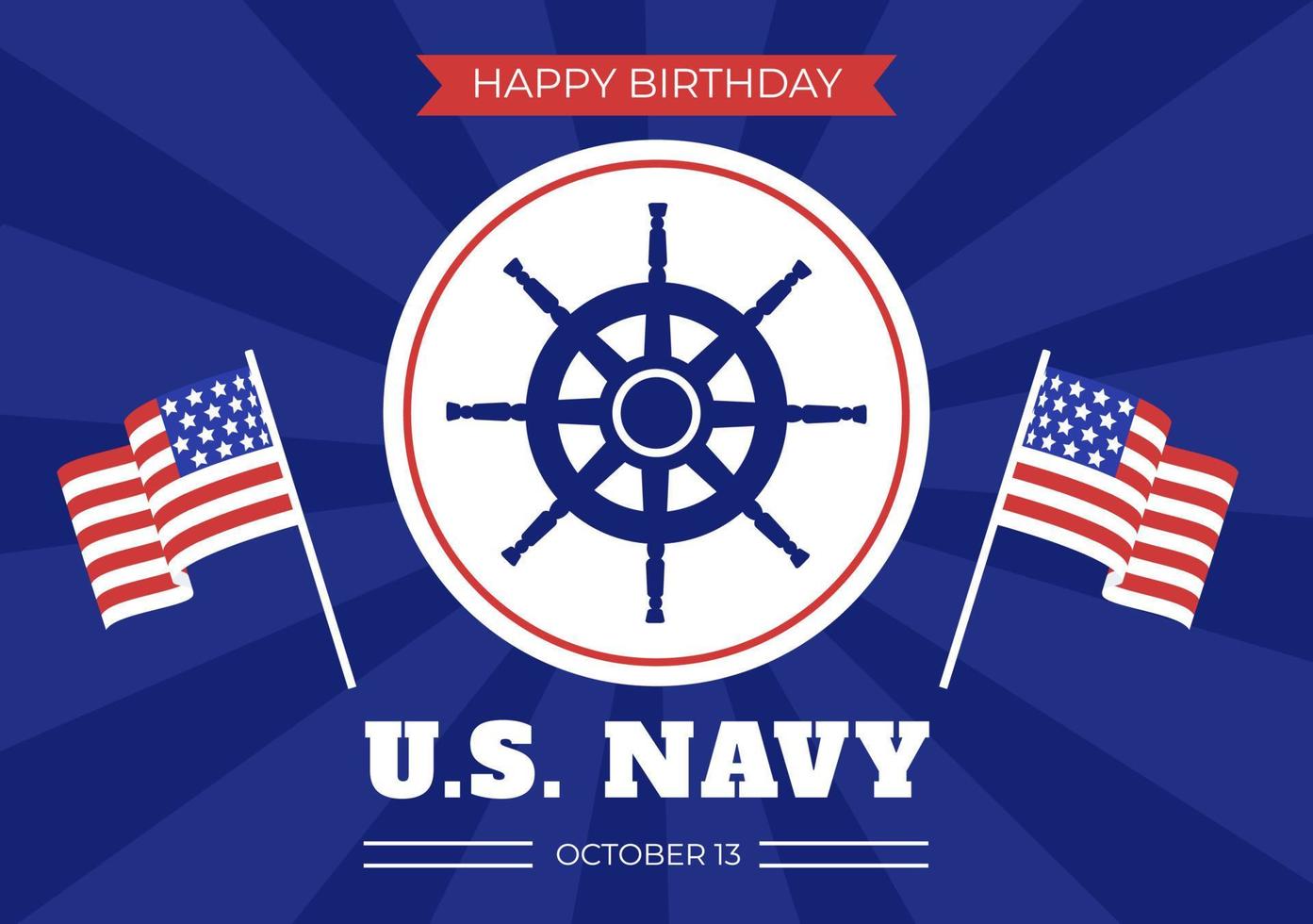 Amerikaanse marine verjaardag op 13 oktober hand getekende cartoon vlakke afbeelding geschikt voor poster, banners en wenskaart in achtergrondstijl vector