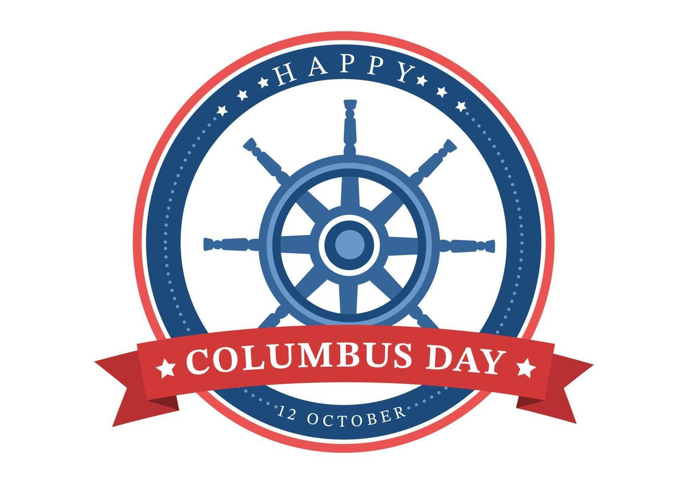 happy columbus day nationale feestdag handgetekende cartoon afbeelding met blauwe golven, kompas, schip en usa vlaggen in vlakke stijl achtergrond vector