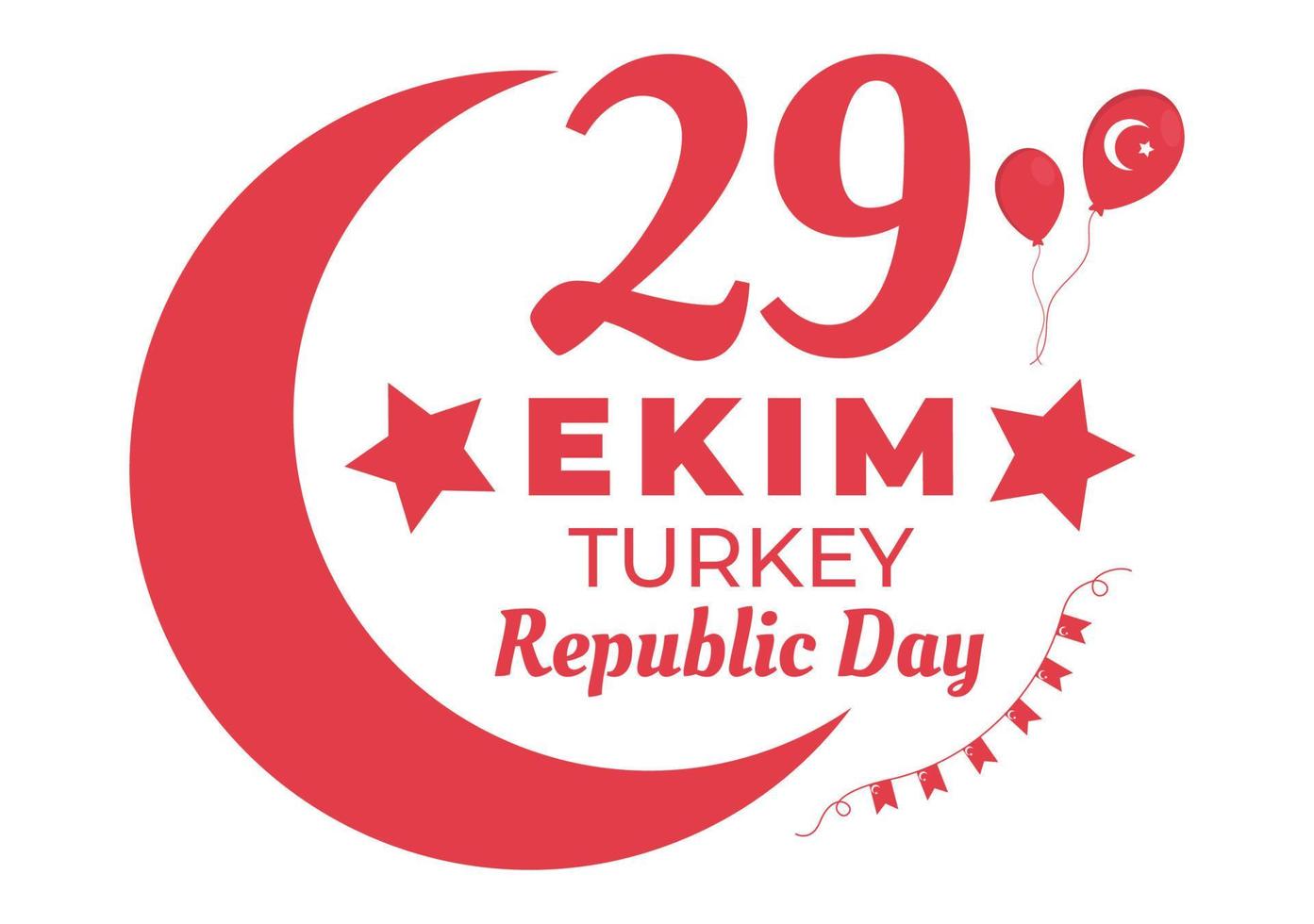 Republiek dag Turkije of 29 ekim cumhuriyet bayrami kutlu olsun hand getekende cartoon vlakke afbeelding met vlag van Turks en gelukkig vakantie ontwerp vector