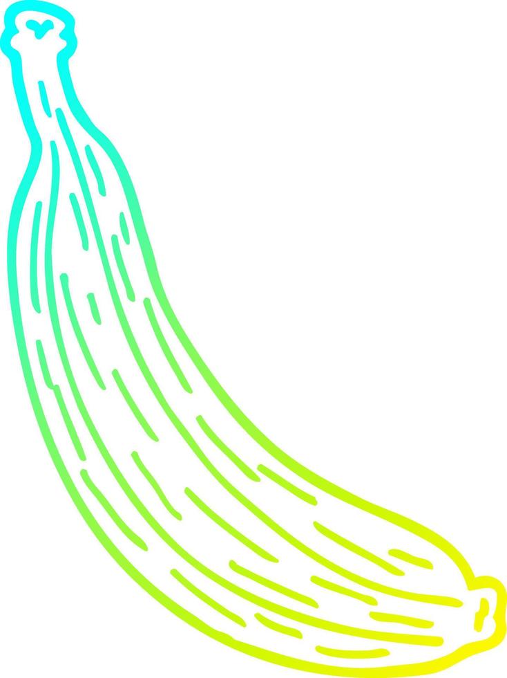 koude gradiënt lijntekening cartoon gele banaan vector