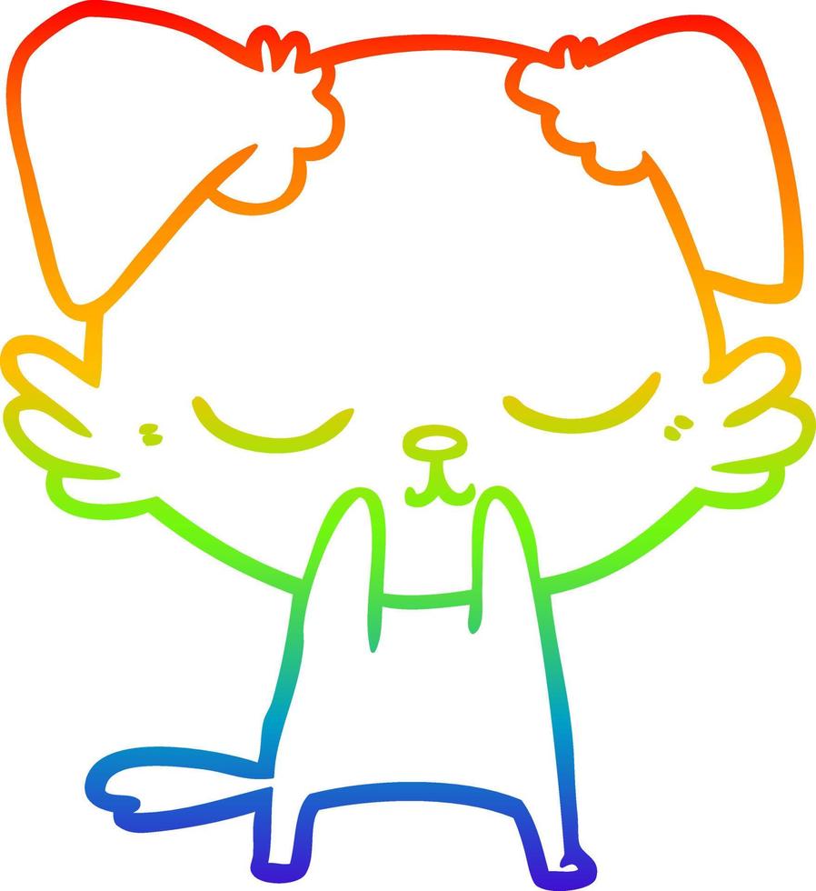 regenbooggradiënt lijntekening schattige cartoon hond vector