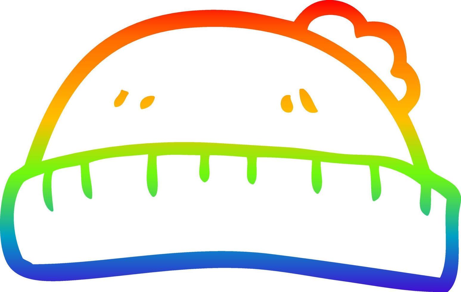 regenbooggradiënt lijntekening cartoon wollige hoed vector