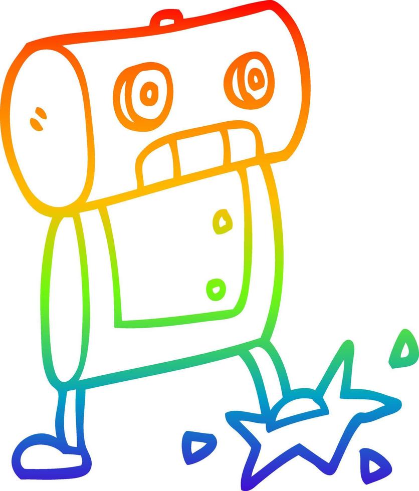 regenbooggradiënt lijntekening cartoon robot vector