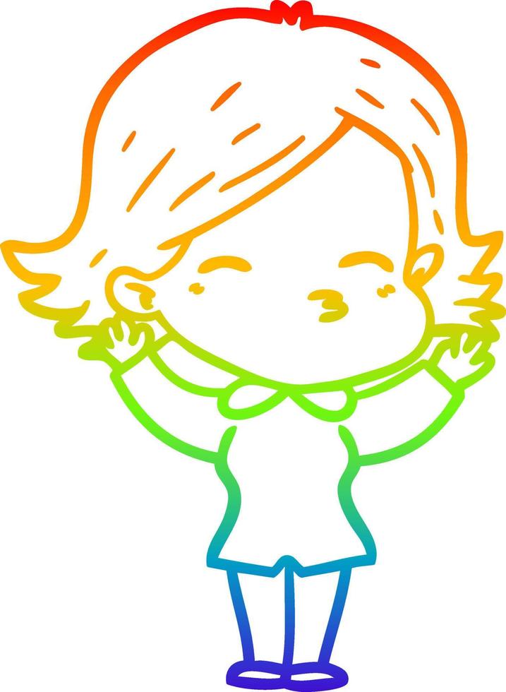 regenbooggradiënt lijntekening cartoon vrouw vector