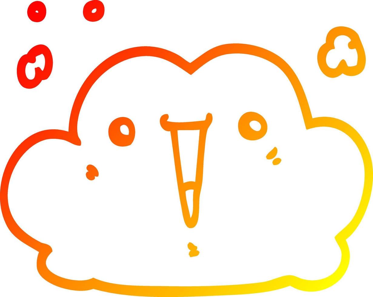 warme gradiënt lijntekening schattige cartoon wolk vector