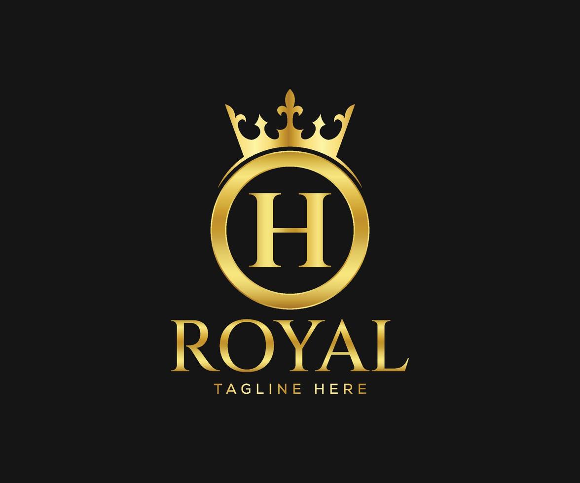 luxueus koninklijk logo-ontwerp. letter h logo ontwerpsjabloon. vector