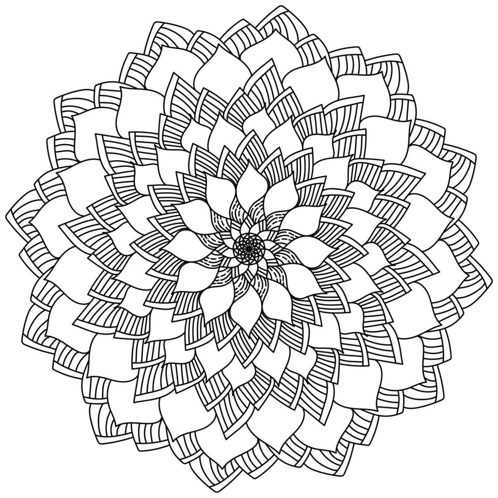 mandala in de vorm van een bloem met veel bloemblaadjes, kleurplaat met natuurlijke motieven vector